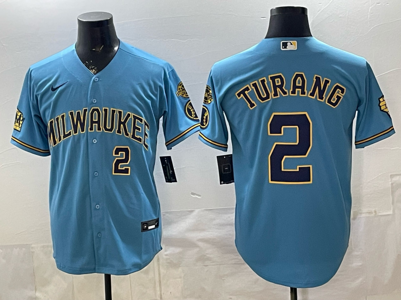 Men 2026 Milwaukee Brewers #2 Turang blue Game Nike MLB Jersey 0403001
